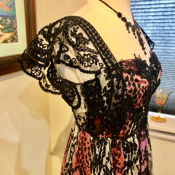 Free People Maxi Dress / Beaded Lace & Silk Edwardian Style Gown NWT - Size 2 - Picture 10 of 16